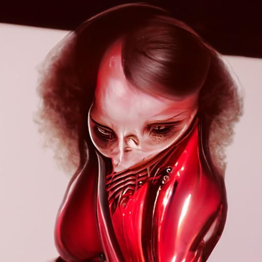 Alien in a red dress