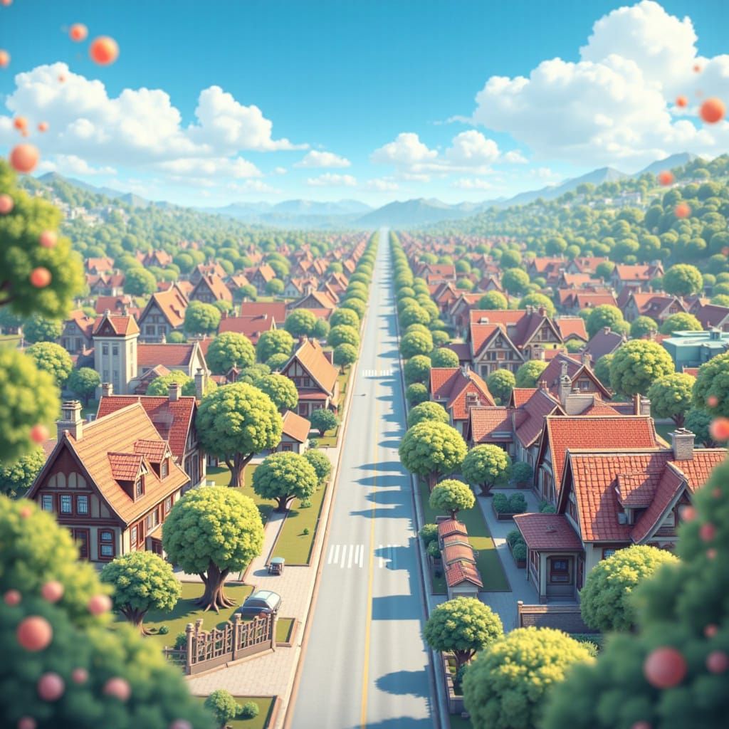 <lora:Chibi-Chibi:1.0> a chibi townscape full of life during a beautiful spring day.