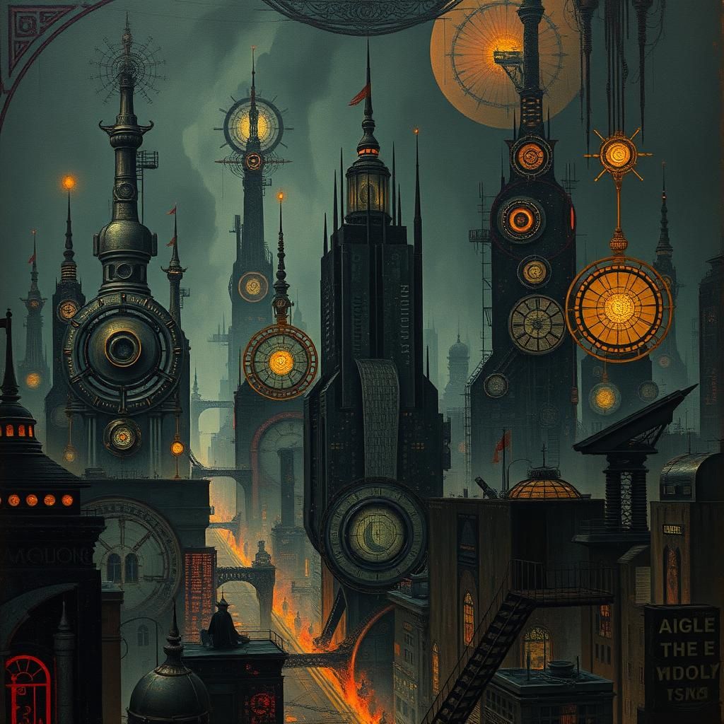 "Anime" (dystopian Anime Art Deco/Heavy Metal Record Cover:1...
