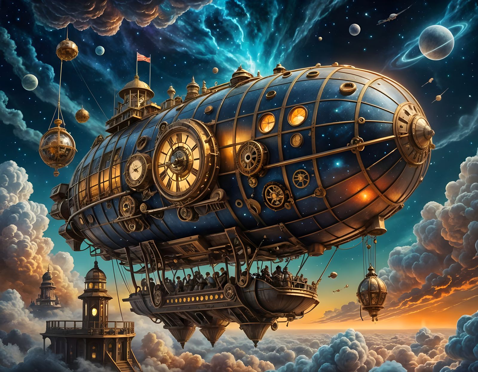 Steampunk Zeppelin above the clouds  by @Good_Vibes_Only
