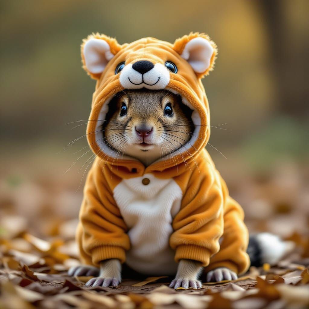 "A realistic animal wearing a costume of another animal, clearly visible, detailed textures, playful ...  by @Chaim