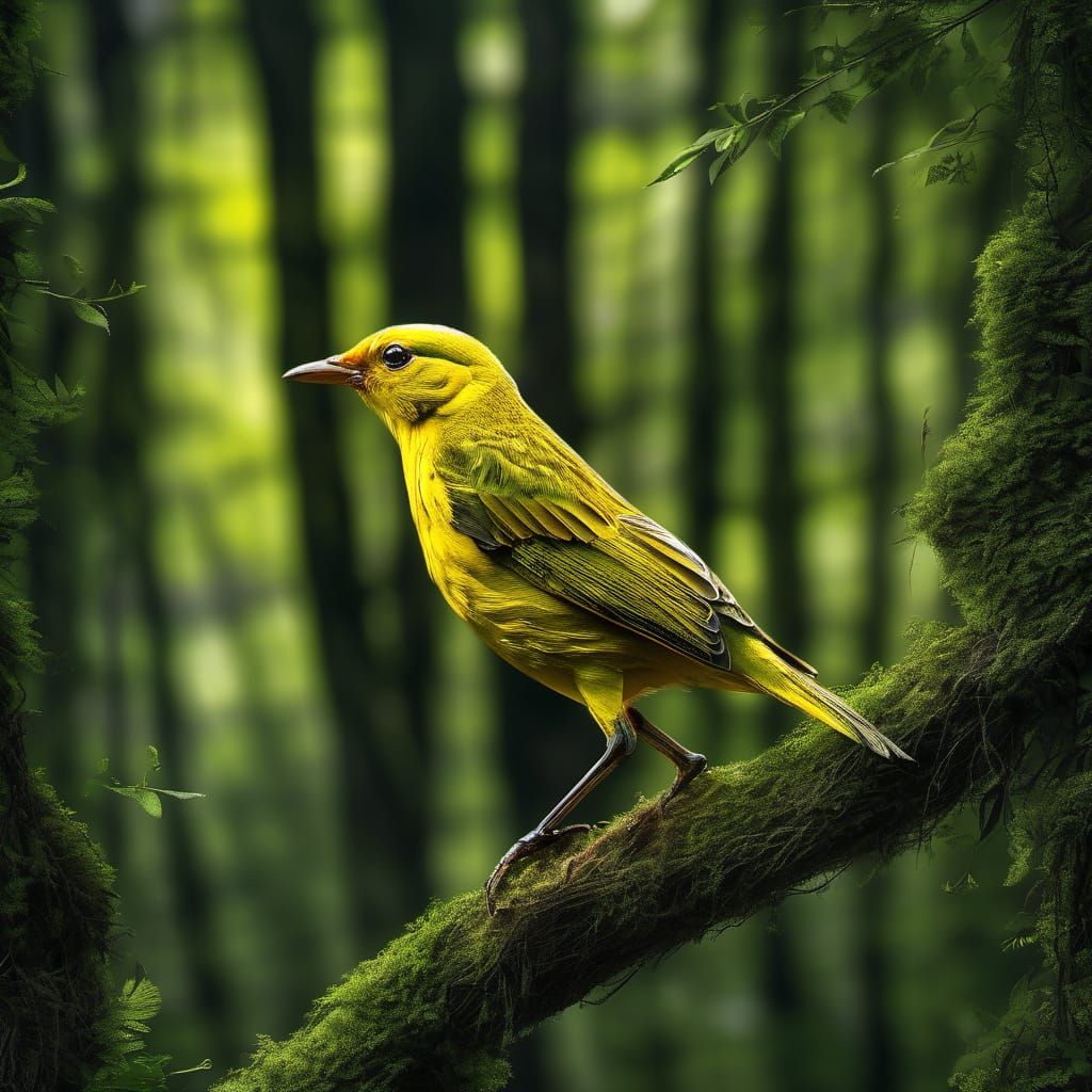 yellow bird, green forest 2