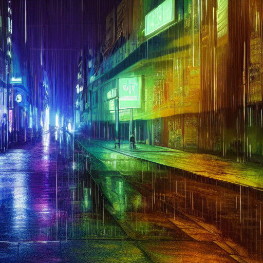Glowing Neon City Alleyway at Night