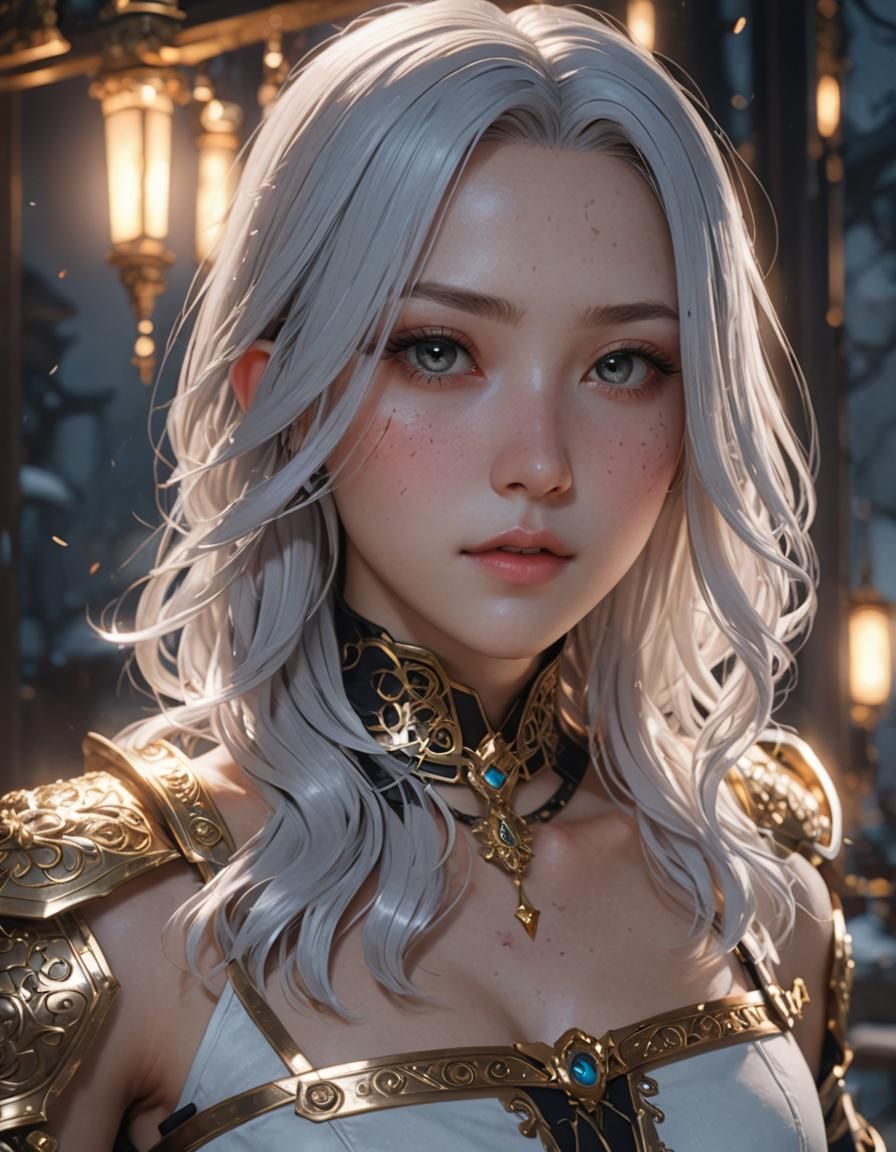 Anime Girl in Arcane Style 3D Rendering