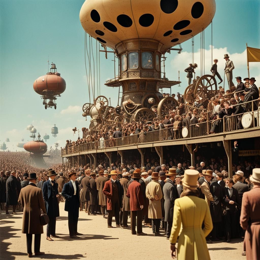 Spectators arrive to watch the Grand Airship Rally