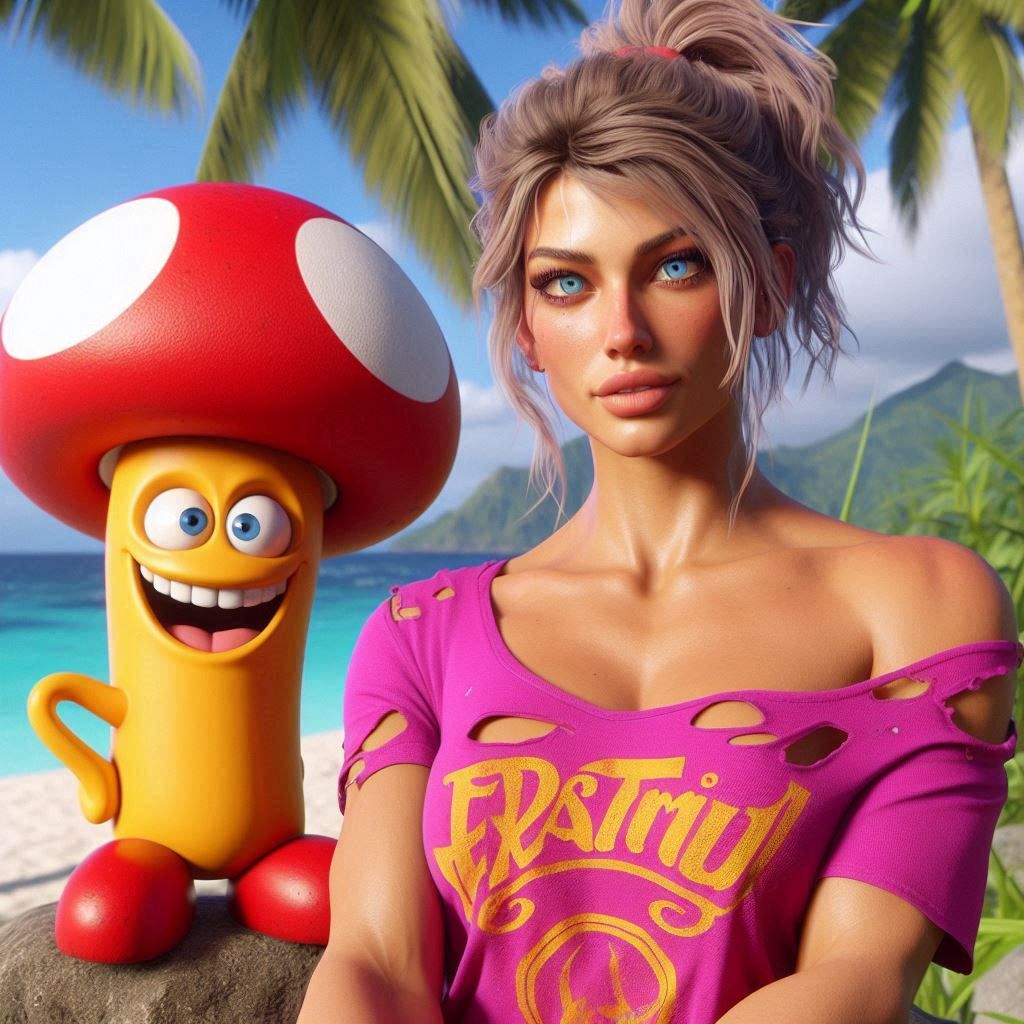 Cassie Cage shipwrecked with a crazy mushroom on a deserted ...