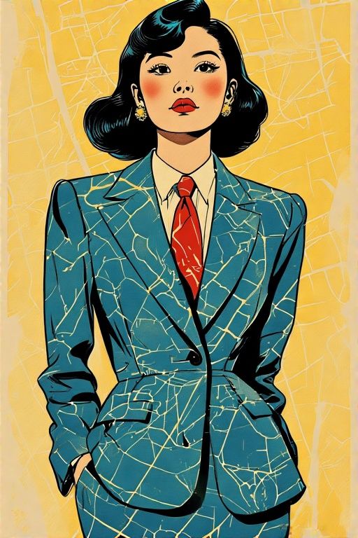 Asian Woman, Suit and Tie 1