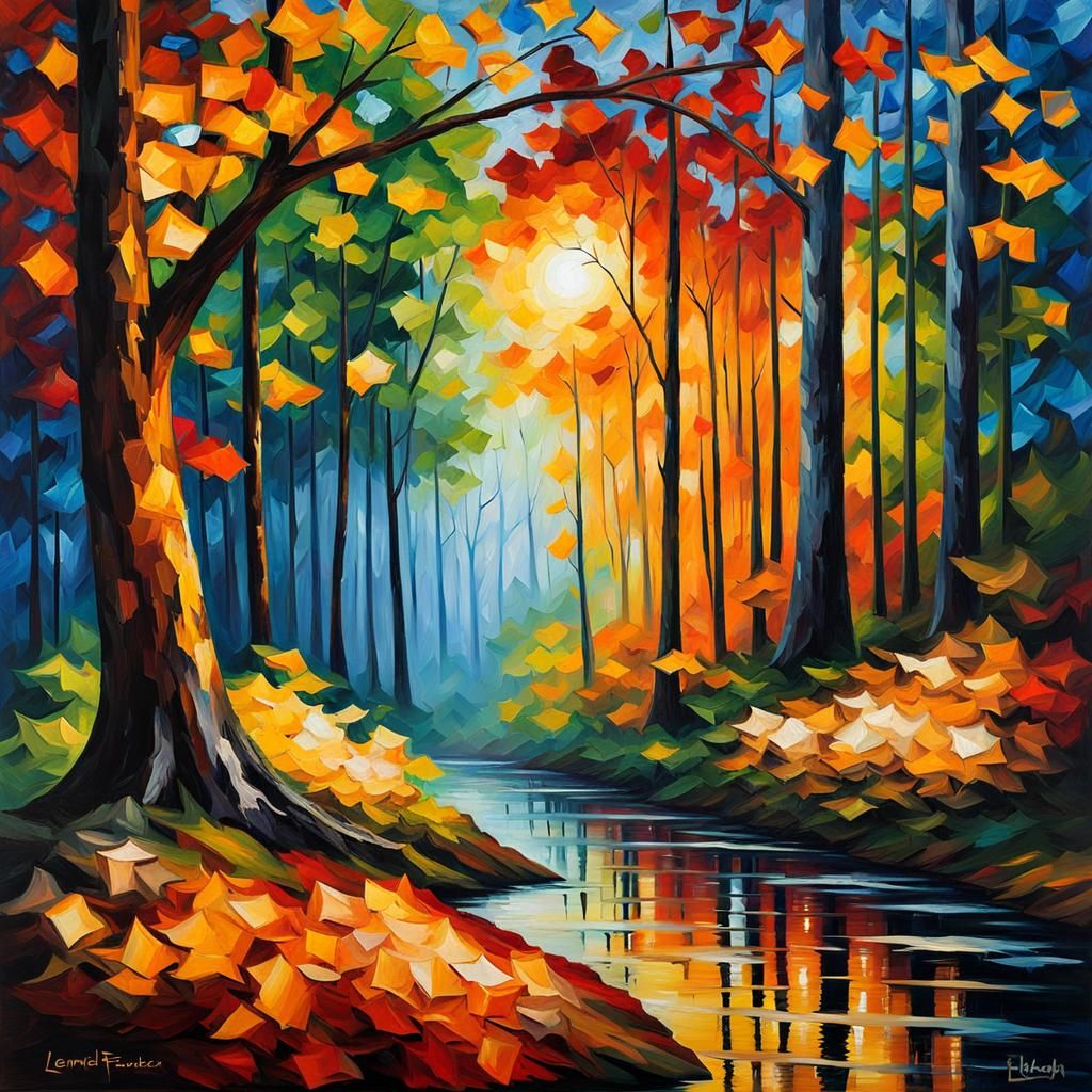 Eldritch forest, impasto, style of Leonid Afremov - AI Generated ...