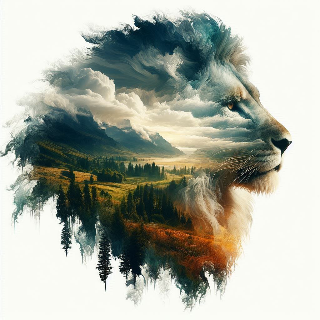 double exposure beautiful fantasy portrait landscape..