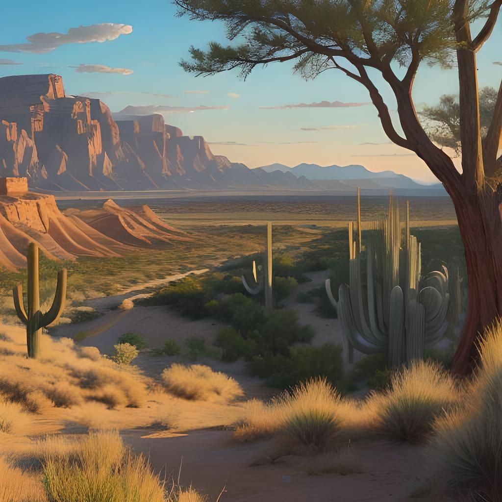 Varied Landscape with Desert, Grass, and Mountains