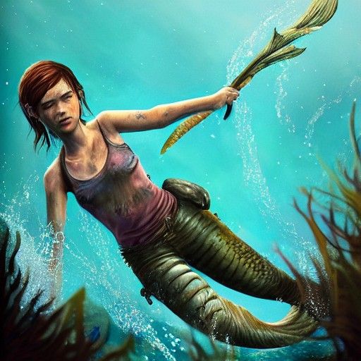Ellie from TLOU as a mermaid