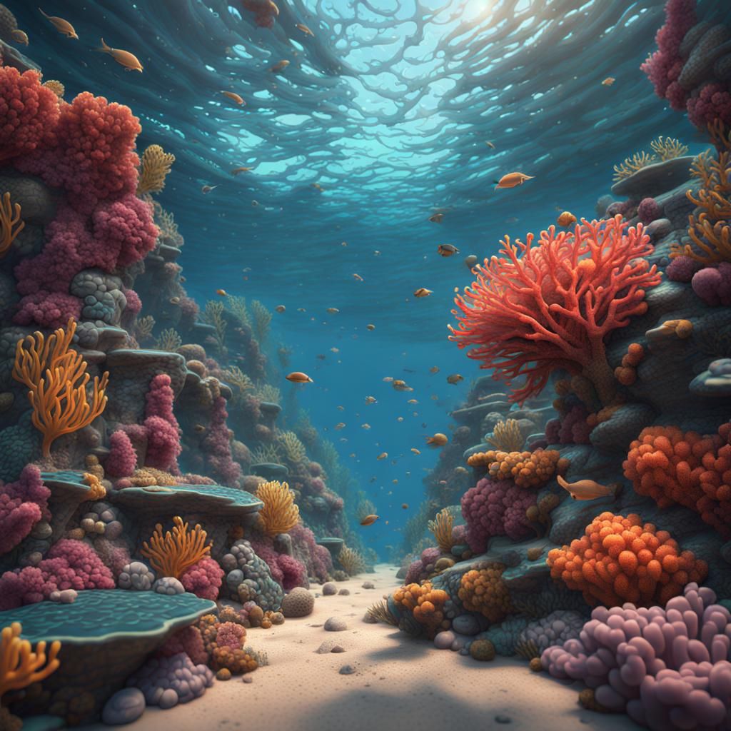 Thriving Life Underwater - AI Generated Artwork - NightCafe Creator