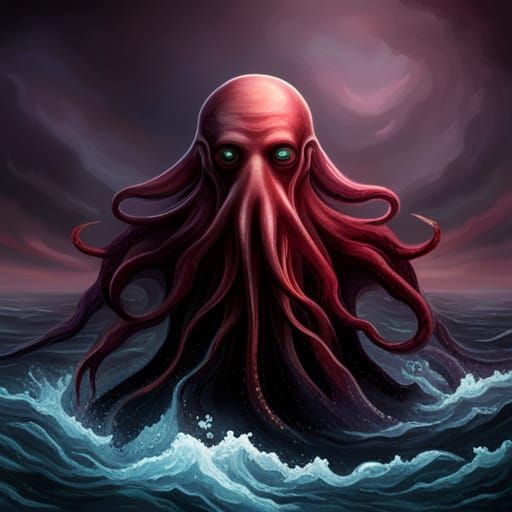 Crimson Cthulu - AI Generated Artwork - NightCafe Creator