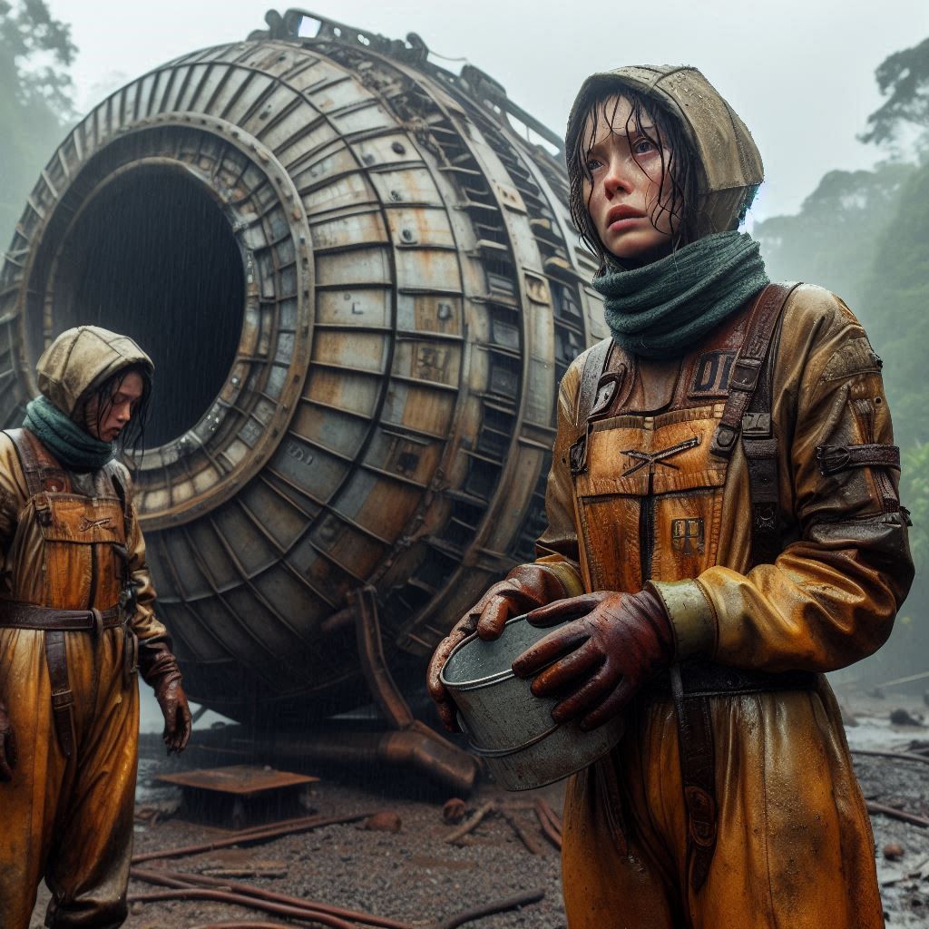 A few tired female workers are removing rust from an old spa...