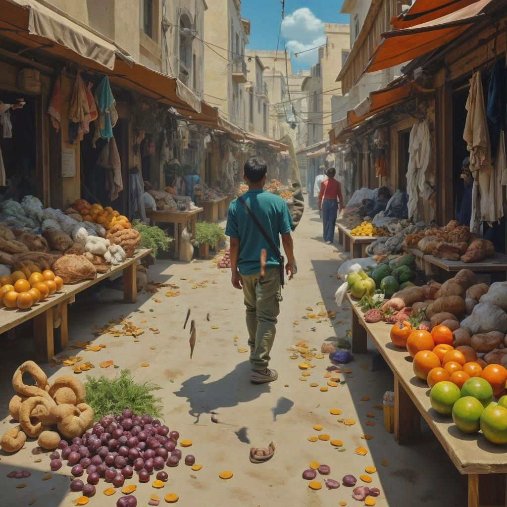 A Vast Reality Filled with Fruits, Coins, and Fish, in Vibra...