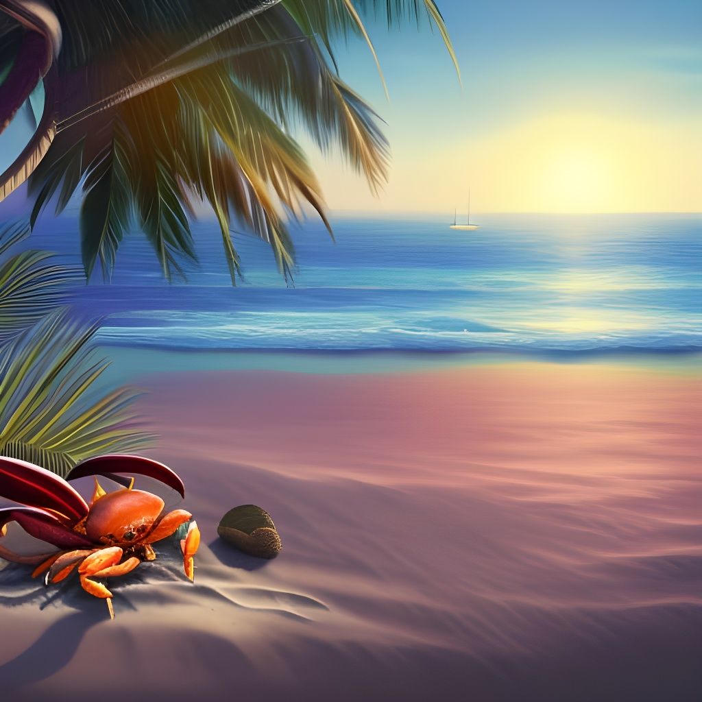 A crab on the Beach in the Sun