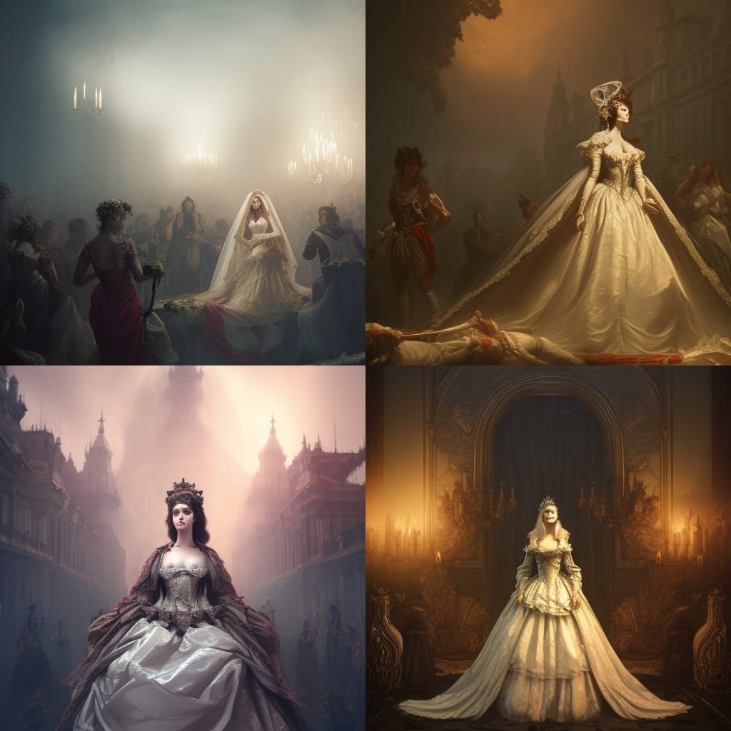 Rococo style queen dead bride wedding
