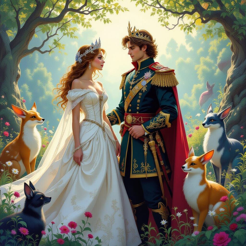 Mythical Princess and Prince in Fantasy Realm