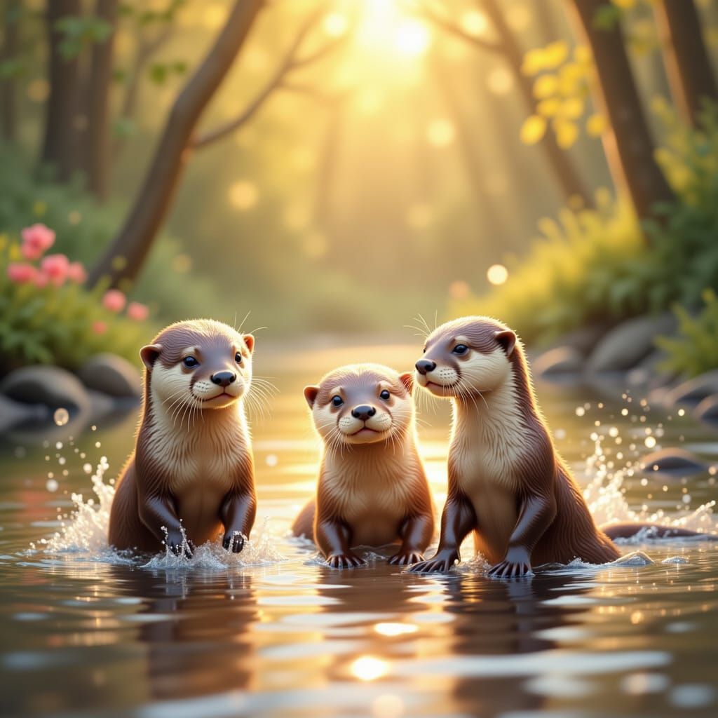 Cute Baby Otters having fun <lora:Cute Baby Otters:1.0>