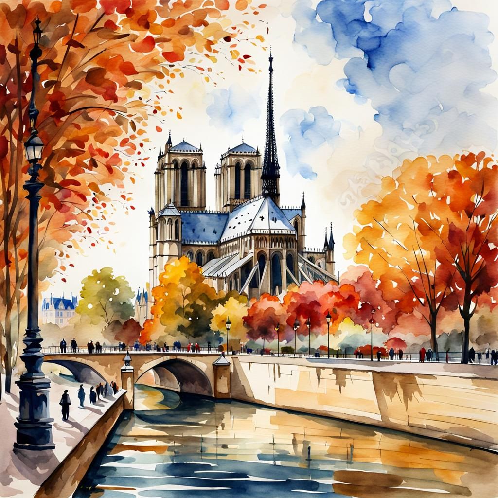 Notre Damme de Paris cathedral over the Seine River - AI Generated ...