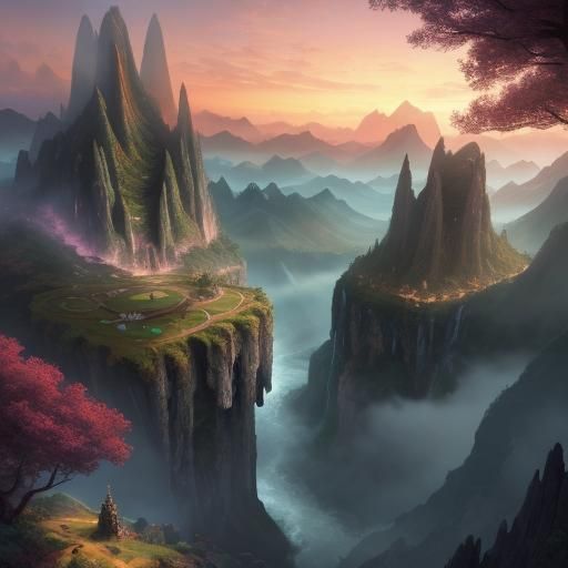 Mystical Landscape Painting Inspired by Surrealism
