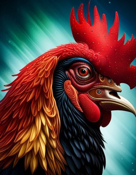 fantastical rooster head shot - AI Generated Artwork - NightCafe Creator