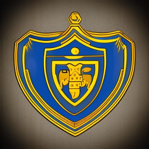 A family shield in gold and blue