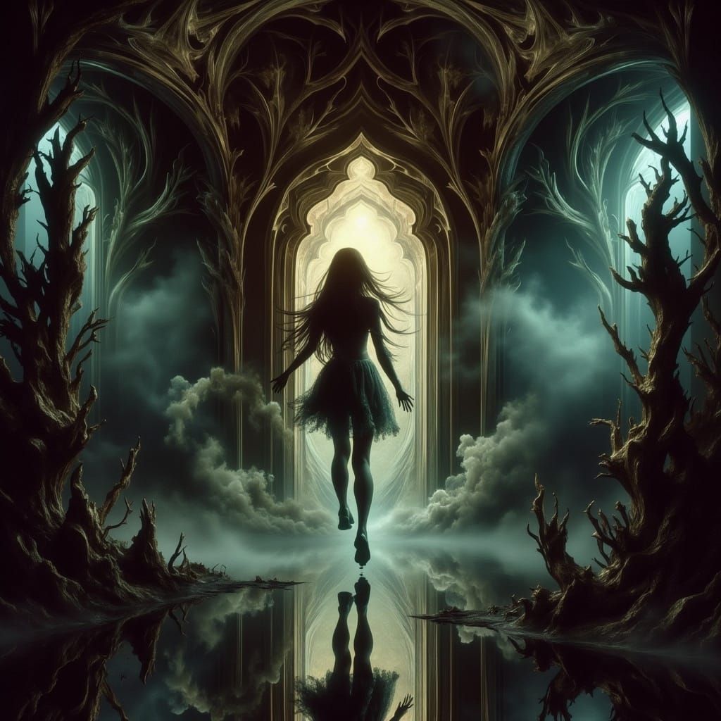 a hyperrealistic image of a attractive woman in the style of Simon Bisley with a sinister mood and a more sinister background <lora:-Crystal...