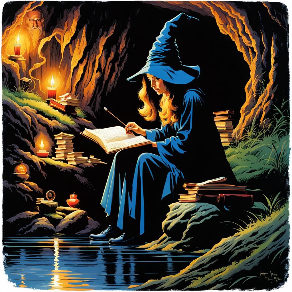 Hermione, Harry and Ron Study Magic: Van Gogh Style