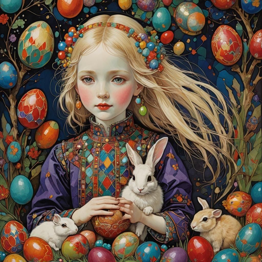 Easter Eggs and baby rabbits  by @MissT