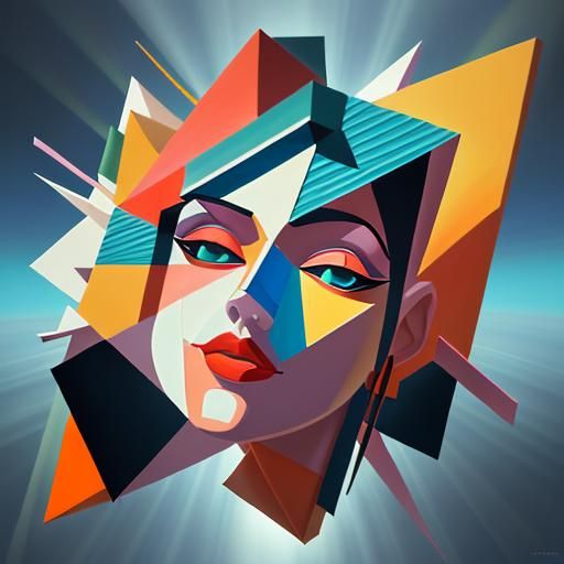 Cosmic Cubism Female Face Ai Generated Artwork Nightcafe Creator 3861