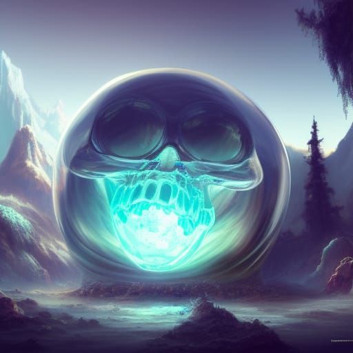 Skull inside of a resin sphere