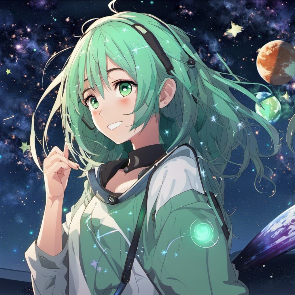 anime girl watchin the stars