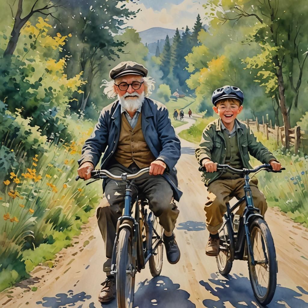 Happy bike ride with Grandpa  by @Ebroin
