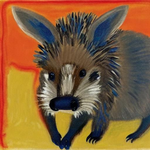 Hedgehog draws a portrait of a moose 
By Zinaida Serebriakov...