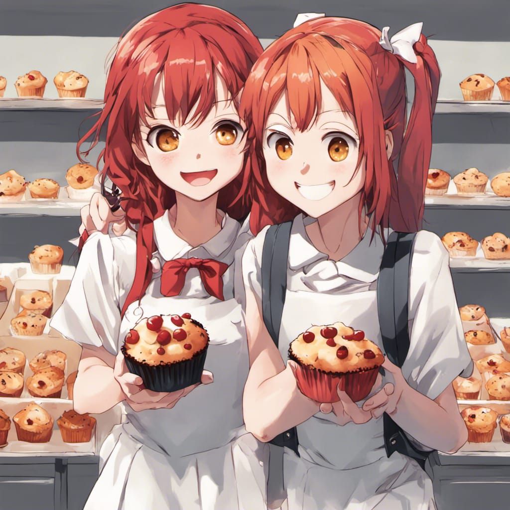 Red and Yuki makin Muffins