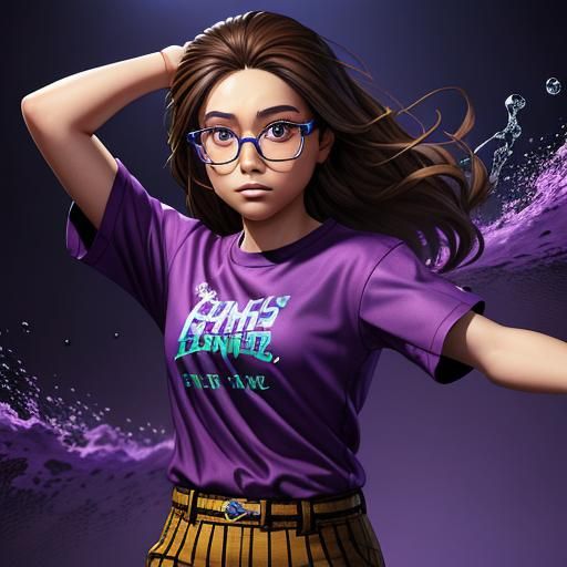 A 8 year old girls with brown hair, brown eyes, glasses, in ...