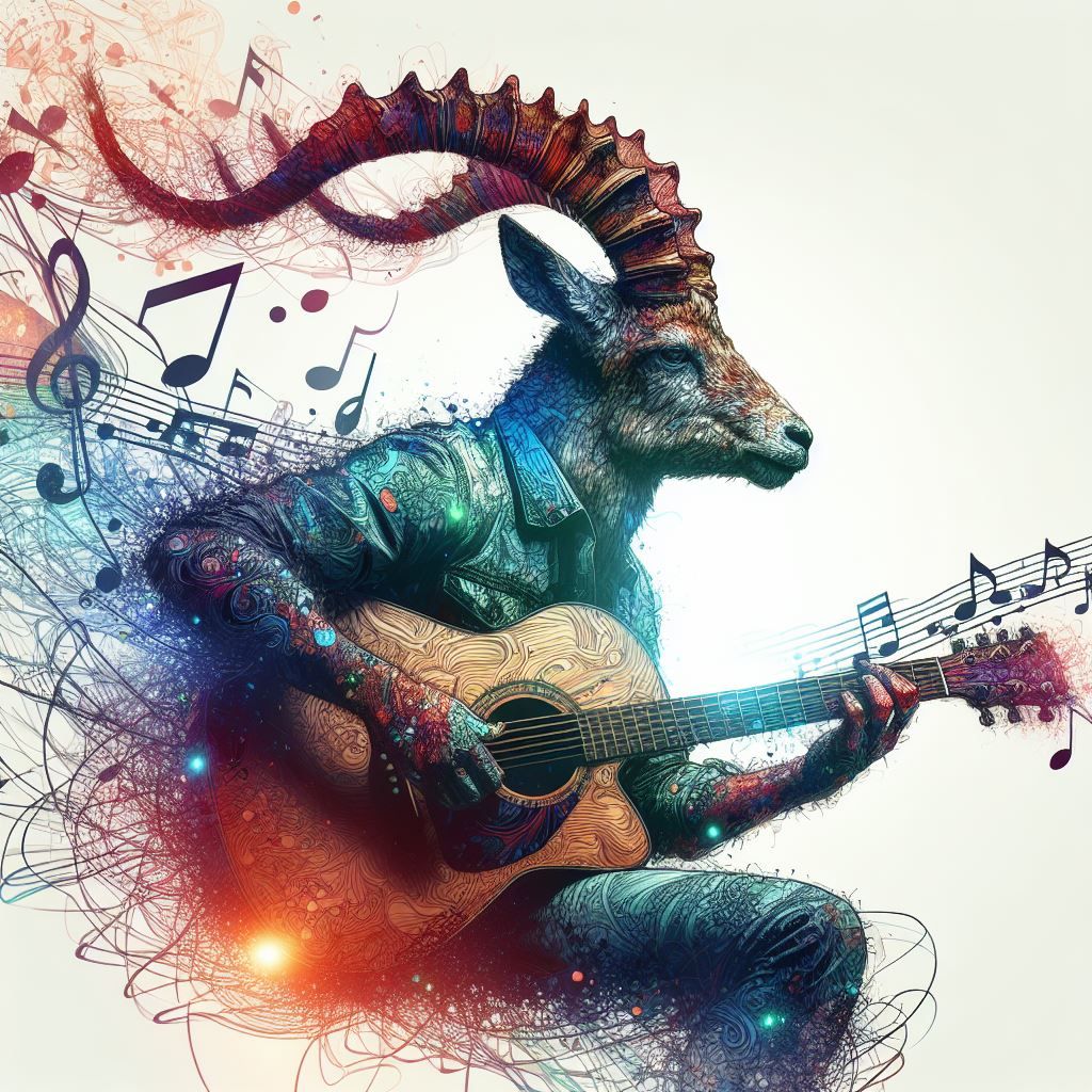 Ibex playing an Acoustic Guitar AI Generated Artwork NightCafe Creator
