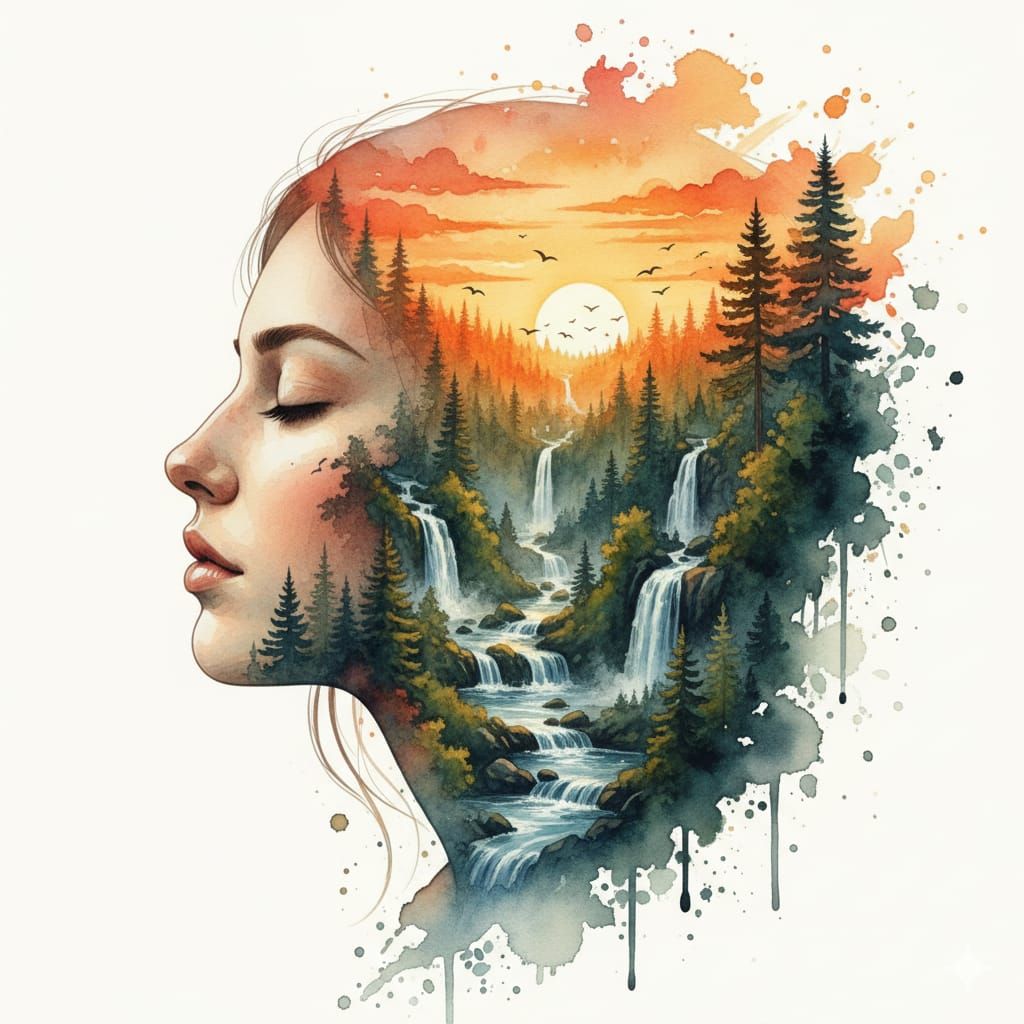 A surreal double exposure artwork
