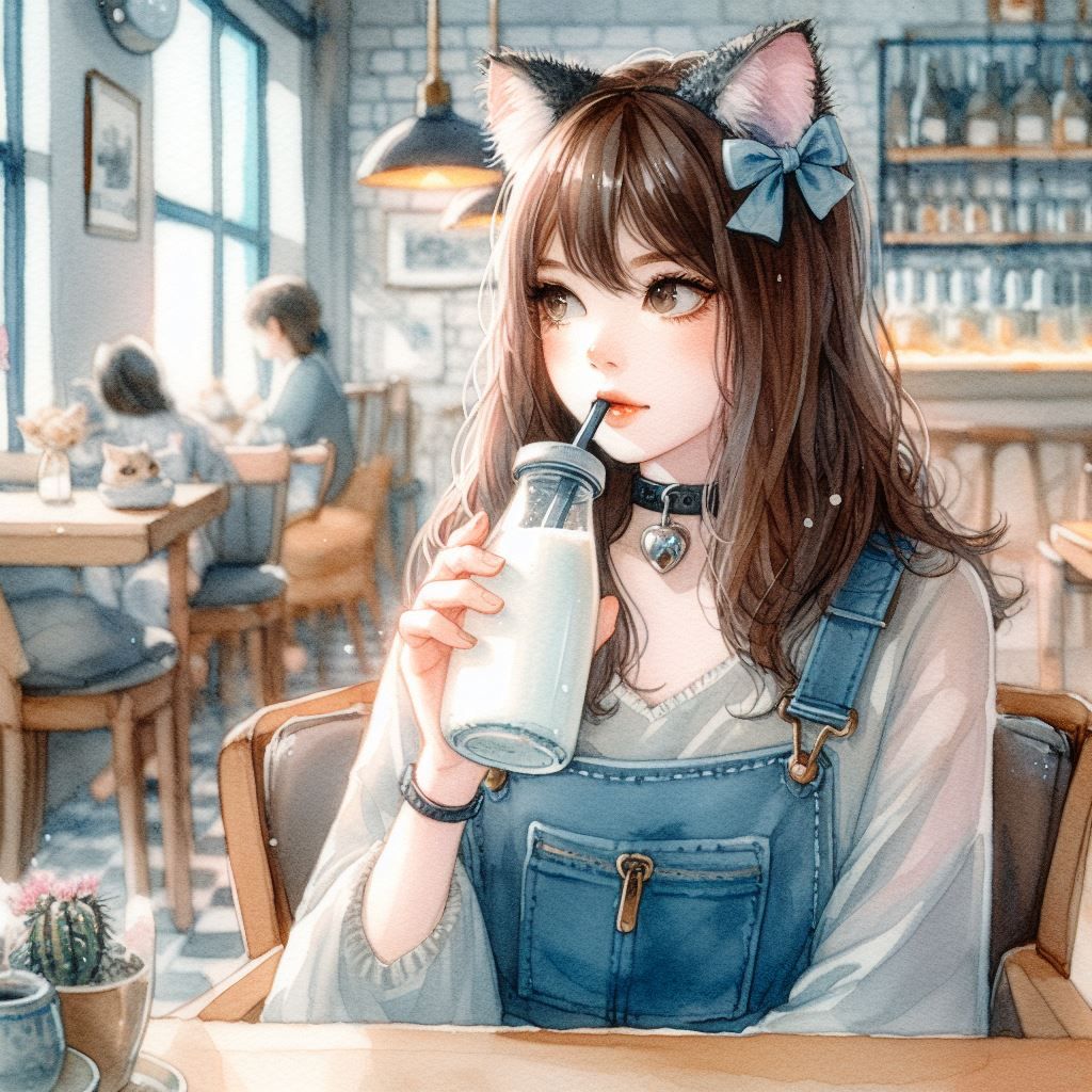 milk at the cat cafe