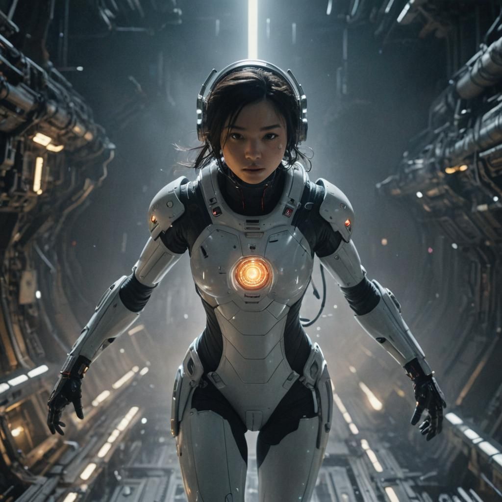 Girl in Spacesuit in Tsutomu Nihei Style Spaceship