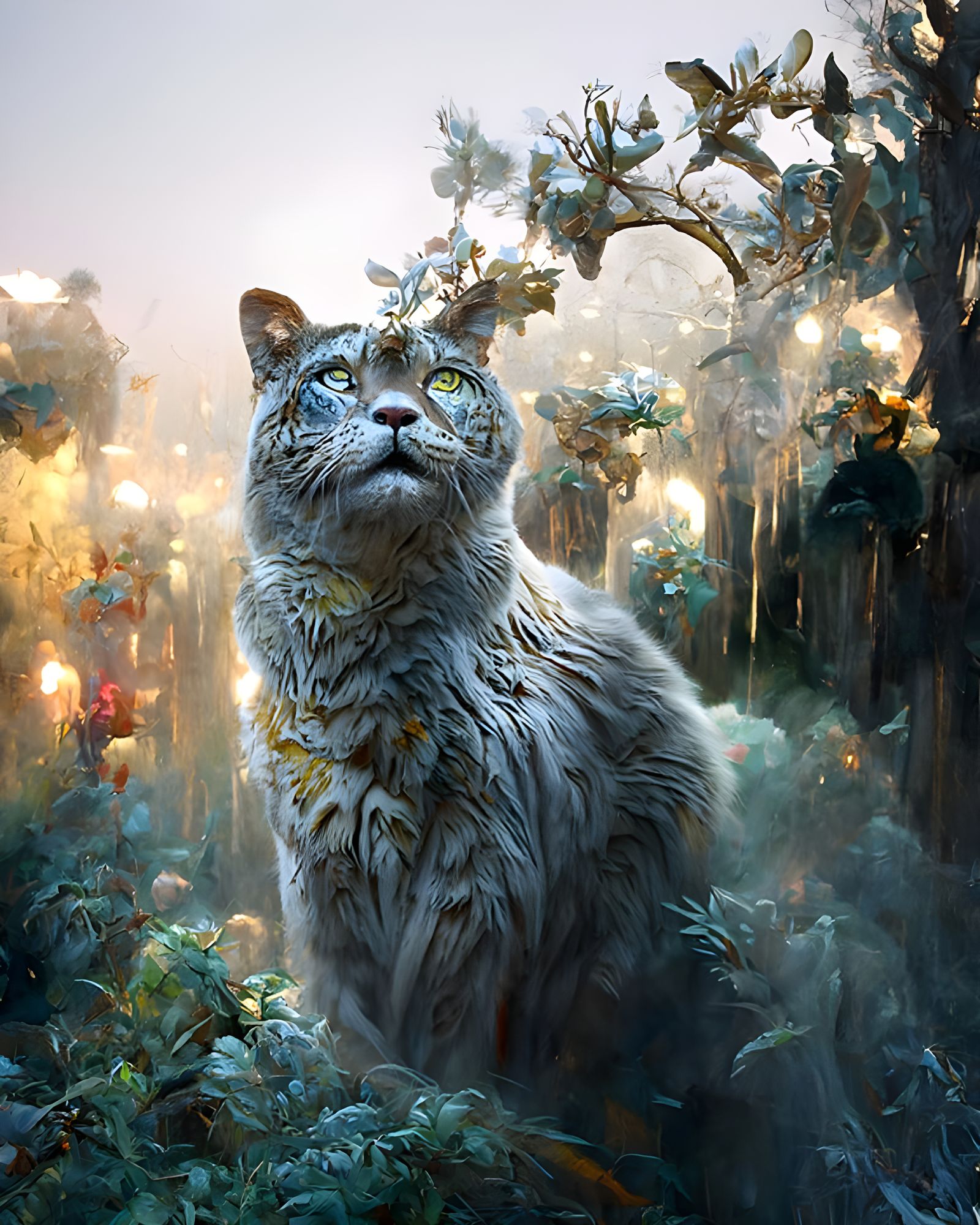 Cat + Magic + Forest  by @Daniel Montero Bayles