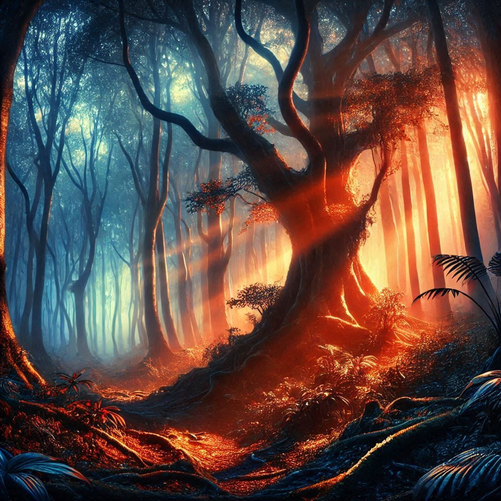Enchanted glowing forest