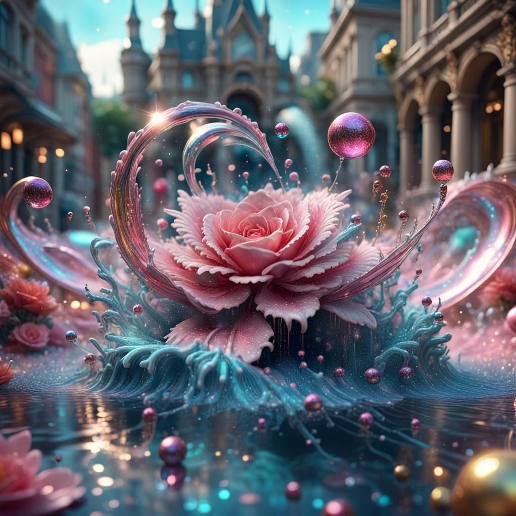Asymmetrical 3D Scene with Magic and Fluid Motion