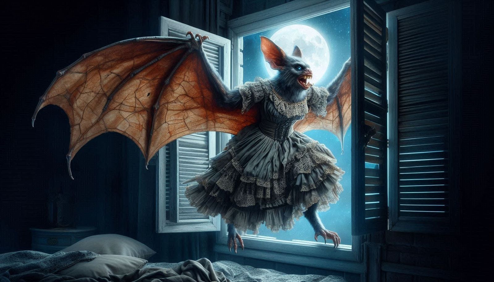 Werebat stepping out for a bite