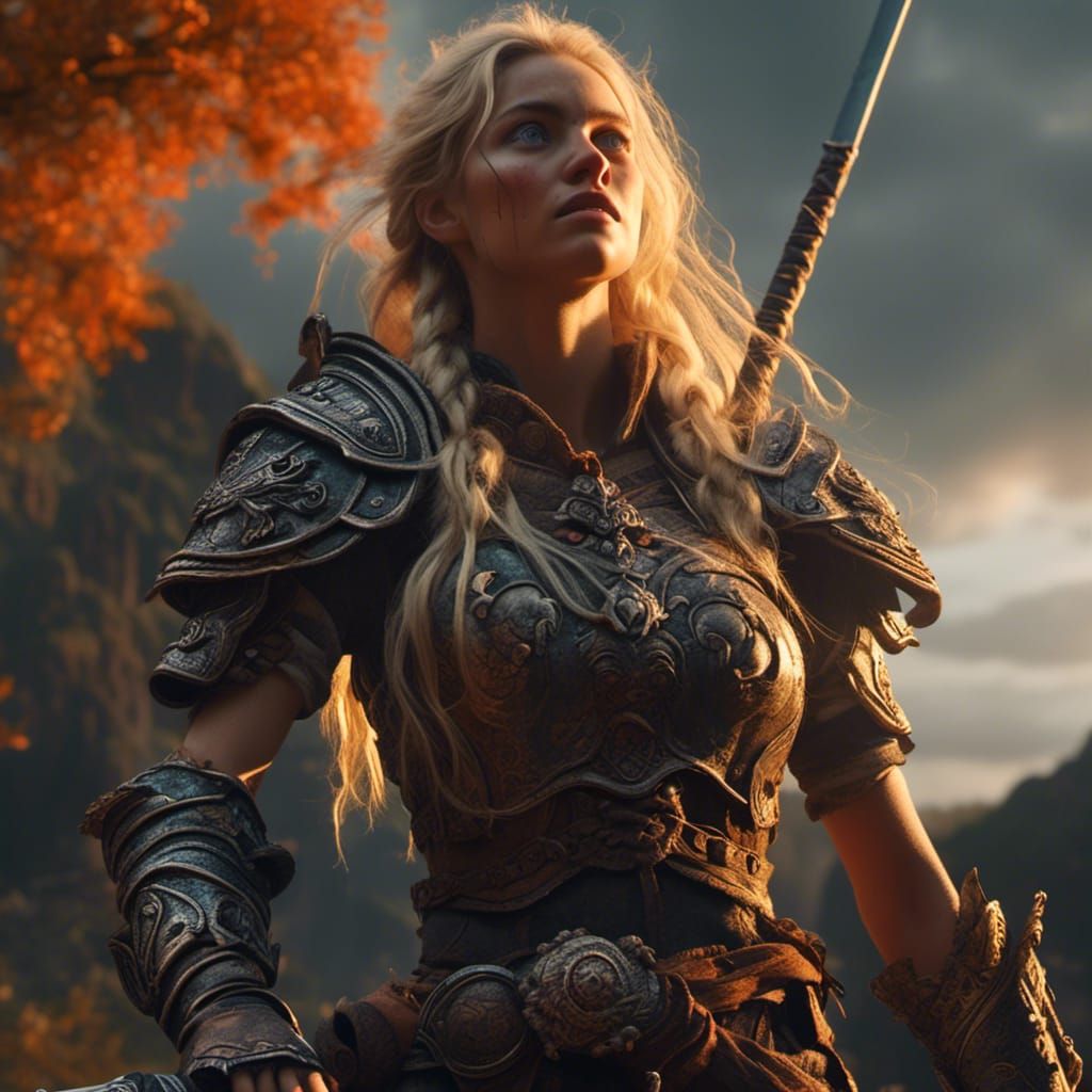 Drow Warrior Woman with Sword in Photorealistic Style