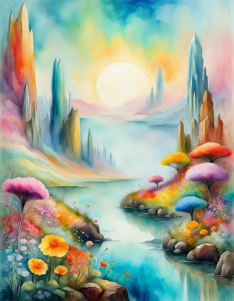 Serene surreal landscape