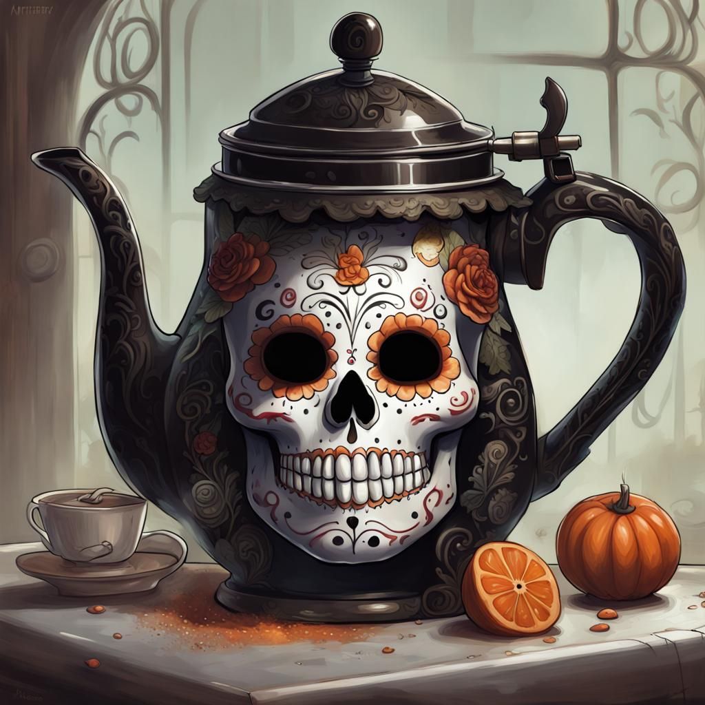Mrs Reynolds' sugar skull teapot   by @Pez