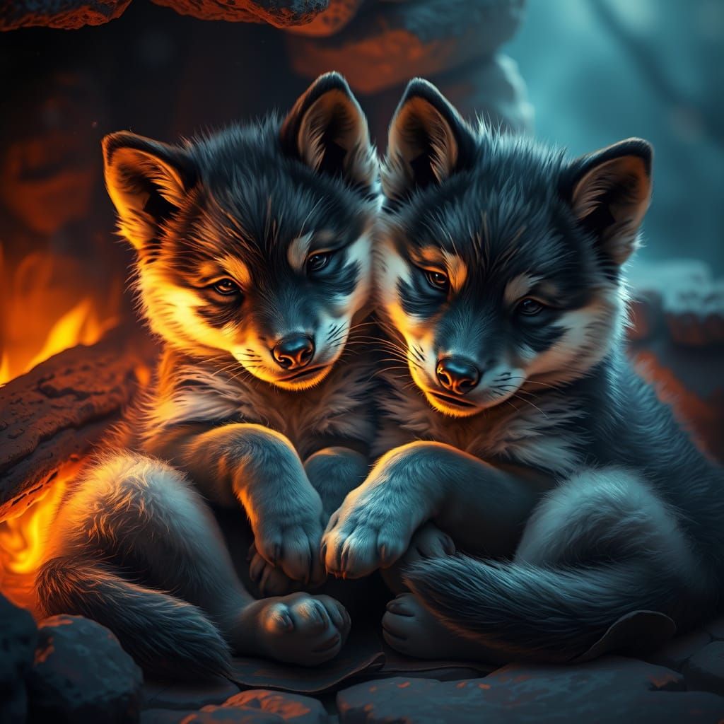  wolf puppies 

