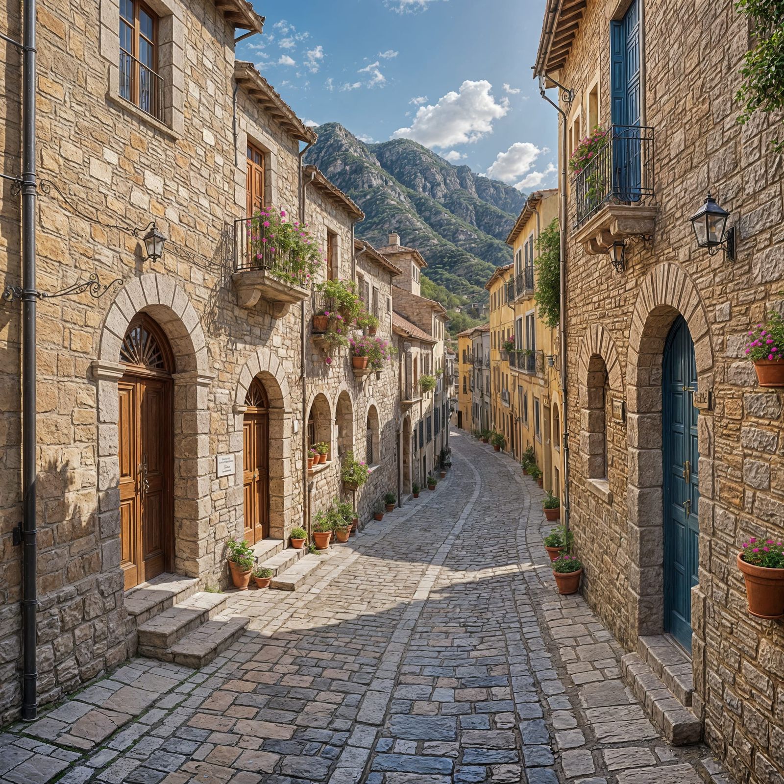 Mediterranean Village Street as Impasto Painting